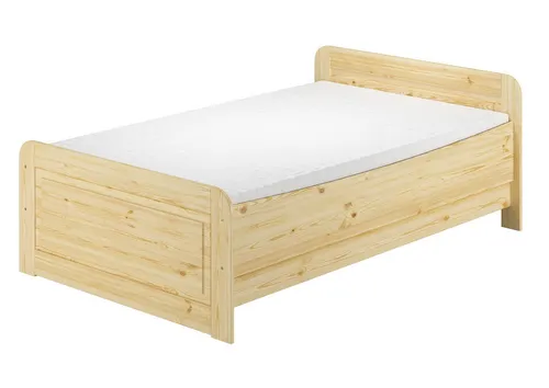 ERST-HOLZ Massivholzbett Seniorenbett Holzbett 120 x 200 cm Extra Hoch Einzelbett Kiefer, Kiefer farblos lackiert