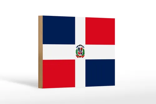 Holzschild Flagge Dominikanische Republik 18x12 cm Flag Deko Schild