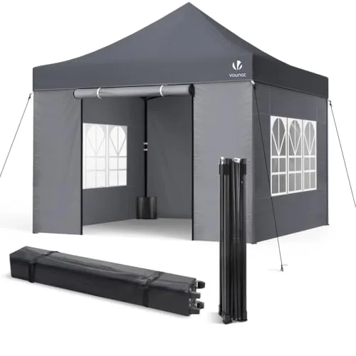 VOUNOT Pavillon 3x3m - Wasserdicht und Stabil für jede Jahreszeit - Pavillons & Partyzelte - Stabiler, faltbarer Pavillon mit 4 Seitenteilen und Sandsäcken, ideal für Partys und Veranstaltungen, einfach aufzubauen und winterfest.