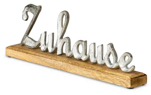 Levandeo® Deko-Schriftzug, Schriftzug Zuhause Mangoholz Metall Tischdeko