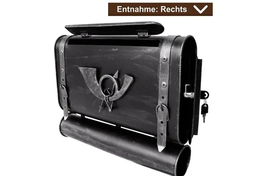 Wandbriefkasten Retro Koffer mit Posthorn von Briefkasten-Versandshop