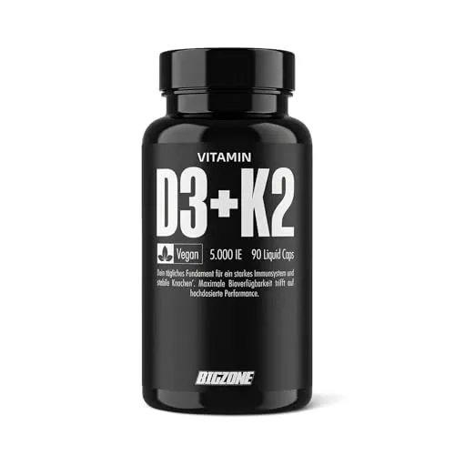 Big-Zone Vitamin D3 & K2 Liquid Caps | 90 hochdosierte Kapseln | nur 1 Kapsel alle 2-5 Tage | VITAMIN DEPOT | Sport Supplement Nahrungsergänzung