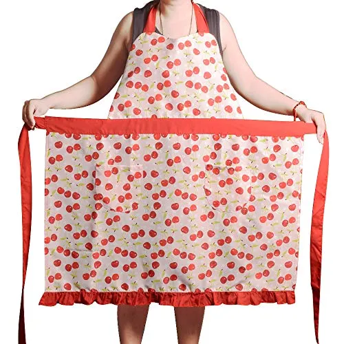 Love Potato Schürzen für Damen und Mädchen, Übergröße, verstellbare Küchenschürze mit 2 Taschen und extra langen Bändern, 86,4 x 91,4 cm, Kirschrot