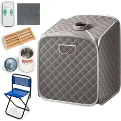 GOPLUS Dampfsauna, 2L private Saunakabine mit Stuhl, Fußmassage, Roller, 9 einstellbare Temperaturstufen, Heimsauna zur Gewichtsreduktion, Entgift...
