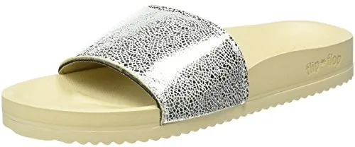 flip*flop Pool Metallic Cracked Damen Sandale, Beige (Elfenbein 0906), 40 EU - Damen-Hausschuhe mit bequemem Fußbett, super leicht für ultimativen Tragekomfort im Sommer