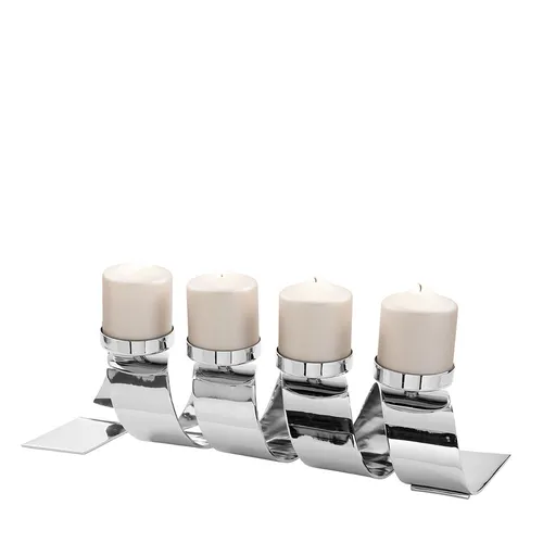 Fink Tafelkerze mit Kerzenhalter TWISTER 56x10x14 cm silber von Fink