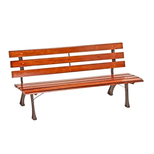 DEMA Massivholz Parkbank Bremen - Robuste Gartenbank aus massivem Mahagoniholz und schwerem Gusseisen. Ergonomische Sitzfläche für höchsten Komfort, ideal für Garten und Terrasse.