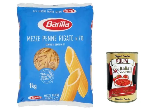 3x Pasta Barilla Mezze Penne Rigate nr. 70, Nudeln 1kg pack+Italian Polpa 400g