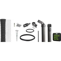 ALBERTS Set Maschendrahtzaun mit Einschlagbodenhülse, anthrazit (1500 mm) - Zäune & Tore – Zeitloser Klassiker für zuverlässigen Grundstückschutz, einfache Montage ohne Betonieren, ideal für verschiedene Landschaften.