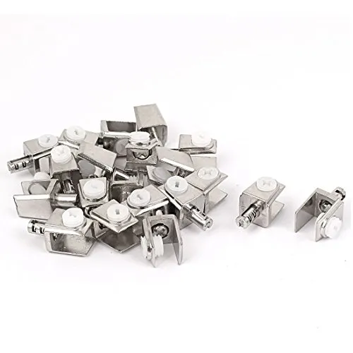 sourcing map 20x Einstellbare 3mm- 8mm dicken Rechteck Glasklemmen Regal Halterung Clip Halter DE de