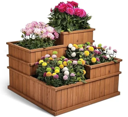 needs&wants® Hochbeet XL mit 4 Pflanzkästen aus Holz - Hochbeete für Garten, Balkon oder Terrasse – Flexibel mit verschiedenen Pflanzkasten-Höhen für ein wunderschönes Pflanzenarrangement und 1% der Einnahmen gehen an wohltätige Organisationen.