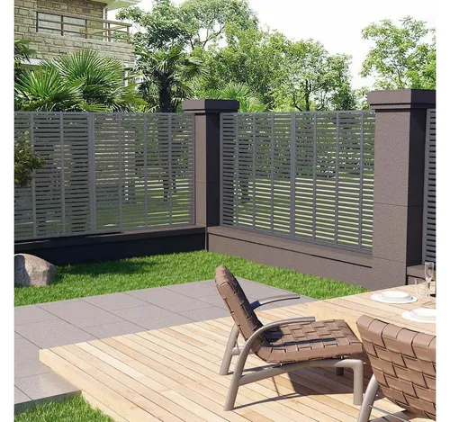furnicato WPC Lamellenzaun Grau 180x180 cm - Robuster Sichtschutz - Der furnicato Lamellenzaun aus WPC bietet eine stilvolle Abgrenzung und Sichtschutz im Garten. Wetterfest und pflegeleicht, ideal für eine langlebige Nutzung im Außenbereich.
