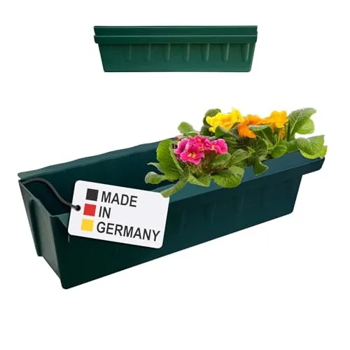 Hossi's Wholesale 2 Euro-Paletten Blumenkästen-Einsätze | mit Hängesystem zum Einhängen | 37,3cm Dunkelgrün | Pflanzkasten für Europalette Palette | Balkonkasten | Blumentopf | extrem stabil