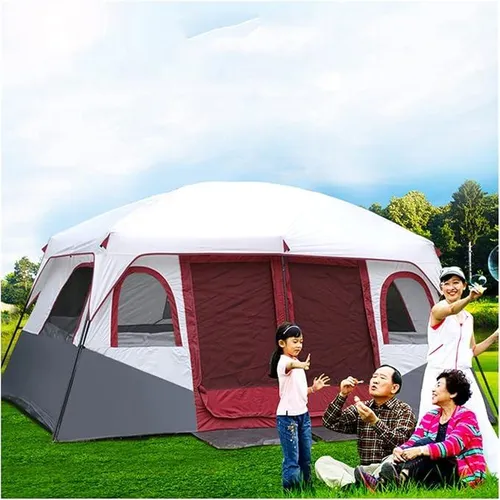 8-12 Personen Zelt, Familienzelt Mit 2 Schlafzimmern, Camping Zelte & Unterstände, Großes Zelt 12 Personen Outdoor Zelte, 100% Wasserdichtes Campingzelt In Groundsheet Eingenäht