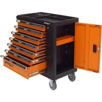 Holmwerk Werkstattwagen Profi orange - Robuster Werkstattwagen mit max. Traglast von 400 kg, ideal für Profis. Ausgestattet mit 7 Schubladen und Zentralverriegelung, sorgt er für optimale Organisation in Ihrer Werkstatt.