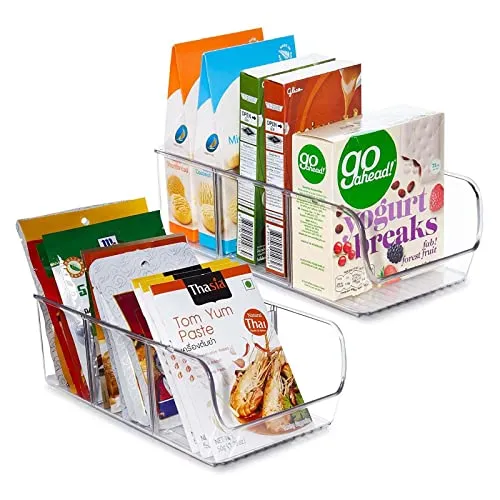rokrist Kühlschrank Organizer mit 3 Fächern (2er-Pack) –Teebeutel, Küche Aufbewahrungsbox für Snacks, Süßigkeiten, Riegel, Saftboxen – Schrank Behälter