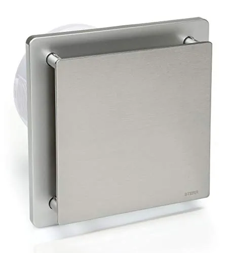 STERR Silberner Badlüfter 150 mm - Badezimmerventilator - Edelstahlfront - Modernes Aussehen - BFS150-S - 25 W