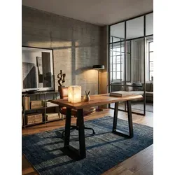 Massiver Schreibtisch 118x41 cm Akazie Holz-Metall - Schreibtisch in modernem Design mit einzigartiger Baumkante, ideal für kleine Wohnungen. Handgefertigt aus massivem Akazienholz, bietet Platz für Laptop und Büromaterialien.