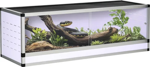 Terrarium aus Aluminium für Reptilien Amphibien Spinnentiere Reptilienzuchtbox Mesh-Terrarium Weiß+Silber+Schwarz 120 x 40 x 40 cm