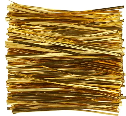 VBS Beutelverschluss-Streifen 15 cm 800 Stück Draht Kunststoff 0.3 cm Breite Beutelverschluss für Tüten und Beutel 800 Stk. Gold