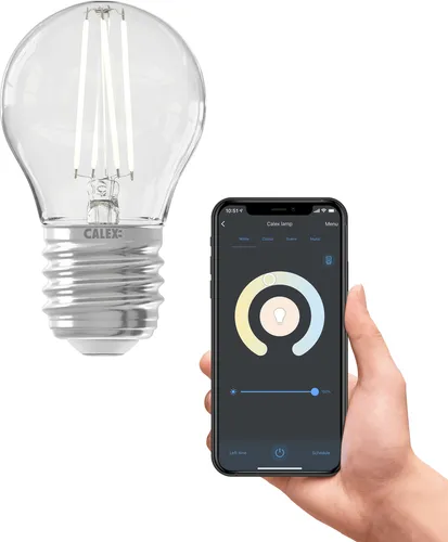 Calex Smart LED Lampe, E27, P45, Filament, warmweißes Licht, dimmbar, WLAN App- & Sprachsteuerung