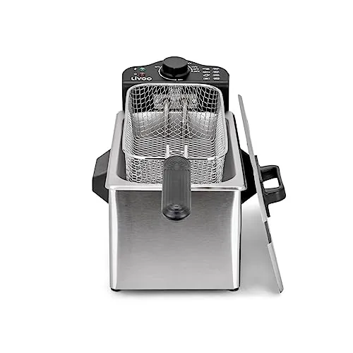 Fritteuse 3l 2000w Edelstahl - doc216 - Tiegelfritteusen mit 3L Ölkapazität für bis zu 1 kg Pommes. Schnelles Aufheizen bei 2000 W und präzise Temperaturkontrolle bis 190 °C für perfekte Ergebnisse.