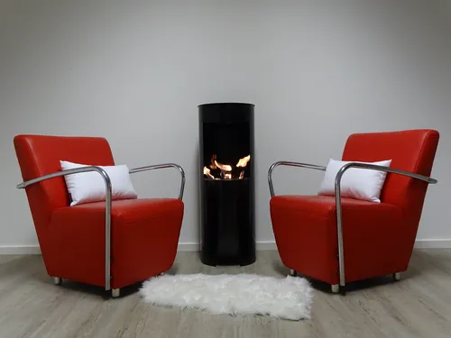 Ethanol Gelkamin Modell Hightower Schwarz 100cm mit 3 Brennstoffdosen