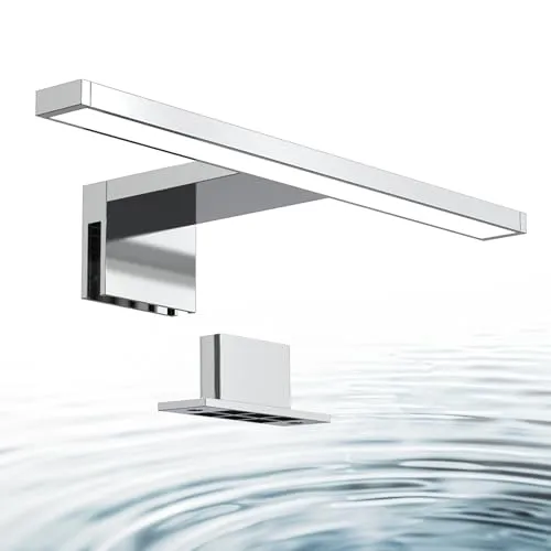 B.K.Licht Spiegelleuchte Bad mit 2 in 1 Montage - Spiegelleuchte für Badezimmer, mit neutralweißer Lichtfarbe (4.000K) und 650 Lumen, ideal zum Schminken oder Rasieren, IP44 spritzwassergeschützt und einfach zu montieren.