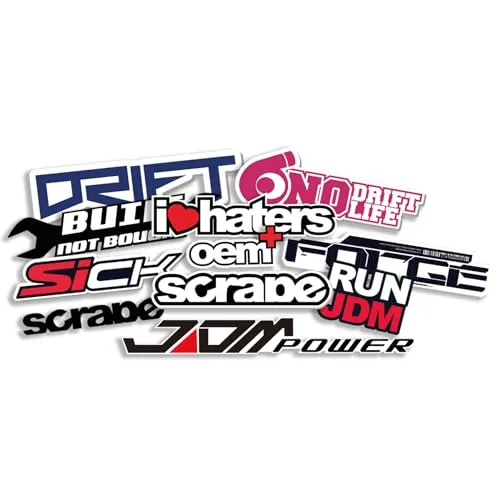 Finest Folia JDM Aufkleber Set für Auto Motorrad Helm Japan Stickerbomb japanische OEM Sticker Tuning Autoaufkleber Folie selbstklebend wetterfest R207 (Stickerbogen 3, Ohne Hologramm Effekt)
