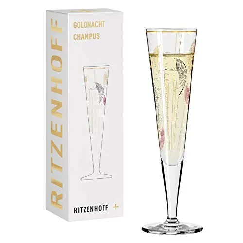 RITZENHOFF 1071018 Champagnerglas 200 ml - Serie Goldnacht Nr. 18 - Edles Designerstück mit Echt-Gold - Made in Germany