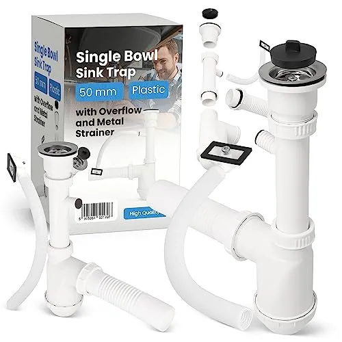 Produktbild Flaschen-Geruchsverschluss Einkammerablauf 50 mm mit Überlauf Abfluss Metallsieb Siphon für Waschbecken Überlauf Abfluss Metallsieb Siphon für Waschbecken