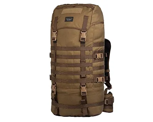 Savotta Rucksack Jäger Grenzjäger - L coyote - Unisex Erwachsene Rucksack in Braun, Größe L mit 40-60 L Kapazität, ideal für Wandern und Trekking, robustes Nylon-Material für höchste Strapazierfähigkeit.
