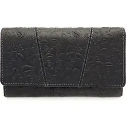 Hill Burry Damen Geldbörse aus echtem Leder mit RFID Schutz - Elegantes Portemonnaie aus naturbelassenem Rindleder mit floraler Prägung und RFID-Schutz, ideal für sicheres Bezahlen und stilvolles Aufbewahren von Karten und Geld.