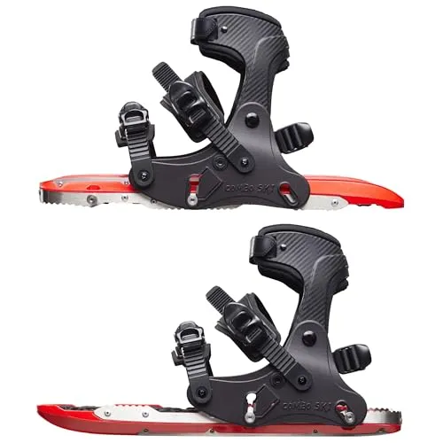 Combo Ski 2in1 Lightweight Schneeschuhe Spikes Schlittschuh Miniski für Männer und Damen Schuhgröße 36-48, Angemessen für Skifahren Tracking Skating Klettern zum Winter auf EIS und Schnee (Power Red)