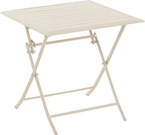 Hespéride Quadratischer klappbarer Gartentisch Azua - Esstisch aus epoxidbeschichtetem Aluminium, lehmfarben, ideal für 2 Plätze und perfekt für Garten oder Balkon.