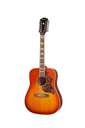 Epiphone Hummingbird 12 Westerngitarre - 12-saitige Westerngitarre mit massiver Sitka Fichtendecke und Mahagonikorpus, ideal für warme, vollmundige Klänge und beeindruckende Spielbarkeit.