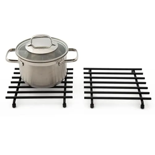 simplywire – Untersetzer – 2er-Pack – Hitzebeständig – Küchenarbeitsplattenschutz – Quadratisch – Schwarz