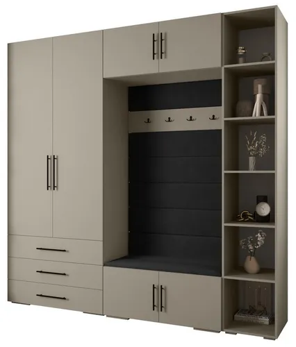 ABIKS MÖBEL Kompaktgarderobe INOVA 3 SATZ 10 - Drohnen Möbelset mit Kleiderstange und Regalen, modernes Design für stilvolle Aufbewahrung und optimalen Platz, perfekt für jeden Raum.