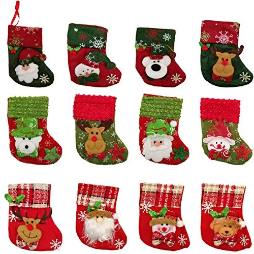 Stück Weihnachtsanhänger Weihnachtsstrumpf Nikolausstiefel zum Befüllen Weihnachtsdeko Bestecktasche Besteckhalter Weihnachtsbaumschmuck Hängende Strümpfe auf Kamin Schaufenster 12