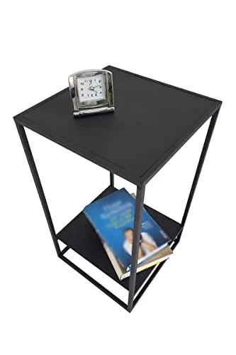 KUHEIGA Beistelltisch Schwarz, Nachttisch Metall, Blumentisch, Deko-Tisch