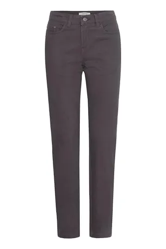 OXMO OXPisla Damen Stoffhose Hose Pants mit Eingrifftaschen Gürtelschlaufen Label-Details Baumwollmischung Regular fit, Größe:36, Farbe:Ebony (194104)