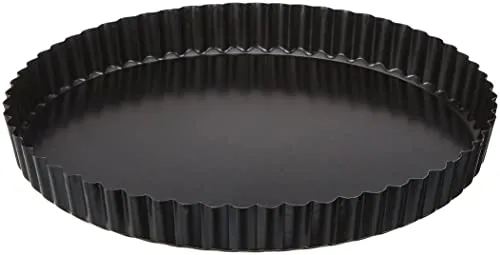 Paderno 47712-24 Kuchenform, Antihaft-Blechform für Tarte und Quiches, Tiefer, Herausnehmbarer Boden, Form Kuchen, 24 cm, Schwarz