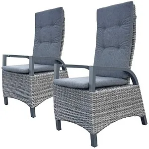 Garden Pleasure Hochlehner ALMADA, 2er Set schwarz - Gartenstühle mit verstellbarer Rückenlehne und Relaxfunktion, ideal für entspannte Stunden im Freien. Hochwertige Materialien und stilvolles Design in elegantem Schwarz.