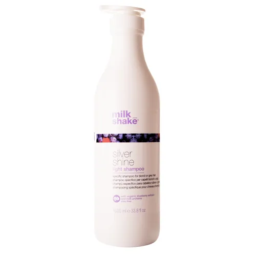 Milk_Shake Silver Shine Light Shampoo 1000 ml - Shampoos für strahlendes Haar, pflegt und neutralisiert unerwünschte Gelbtöne für ein kühles, glänzendes Ergebnis.