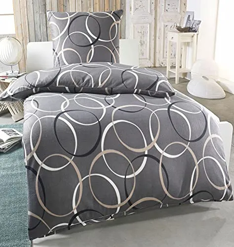 DreamHome Warme Winter Microfaser Thermo Fleece Bettwäsche 135x200 155x220 200x200 Moderne, Größe:155 x 220 cm, Design - Motiv:Design 5