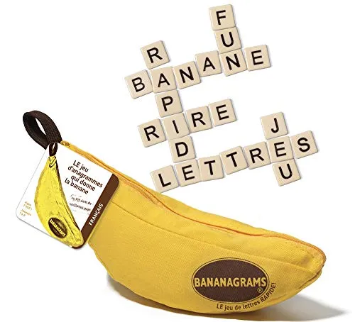 BANANAGRAMS Französische Version – Buchstaben- und Schnelligkeitsspiel – Buchstabenspiel Spaß – Buchstabenspiel ab 7 Jahren – Buchstabenspiel für 1 bis 8 Spieler – 91097, Gelb