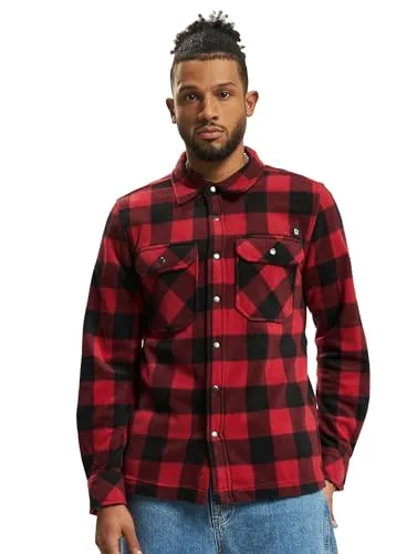 Brandit Jeff Fleece Shirt Long Sleeve - Rot/Schwarz, Größe M - Funktionsjacke aus weichem, pflegeleichtem Fleece mit komfortablem Schnitt und praktischen Brusttaschen für zusätzlichen Stauraum.