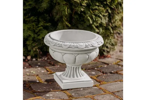 Imposante Steinvase Pflanzgefäß aus Steinguss, H. 32 cm - Garten-Zubehör, frostsicher bis -30°C und ideal für die dekorative Gestaltung Ihres Außenbereichs.