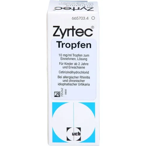 Zyrtec Tropfen 20 ML - Antiallergikum - Arzneimittel zur Linderung von Allergiesymptomen und Nesselsucht. Ideal für Erwachsene und Kinder ab 2 Jahren, mit schneller Wirkung gegen Heuschnupfen und Juckreiz.