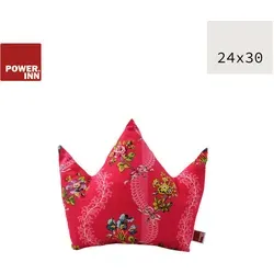 POWER INN® Kronenkissen klein | Pink mit Blumenmuster | Dekokissen | Krone